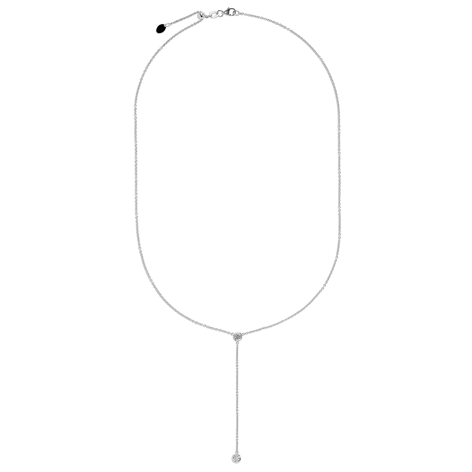 Sabel Collection 18K White Gold Medium Diamond Bezel Set "Y" Drop Necklace